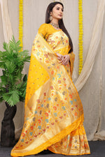 Thumbnail for Anaita Mustard Woven Design Pure Silk Banarasi Saree With Blouse - Distacart