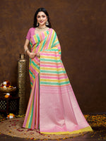 Thumbnail for Vedant Vastram Jacquard Work Fancy Bollywood Saree - Pink - Distacart