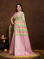Thumbnail for Vedant Vastram Jacquard Work Fancy Bollywood Saree - Pink - Distacart
