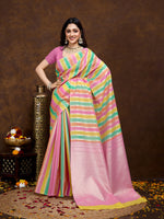 Thumbnail for Vedant Vastram Jacquard Work Fancy Bollywood Saree - Pink - Distacart