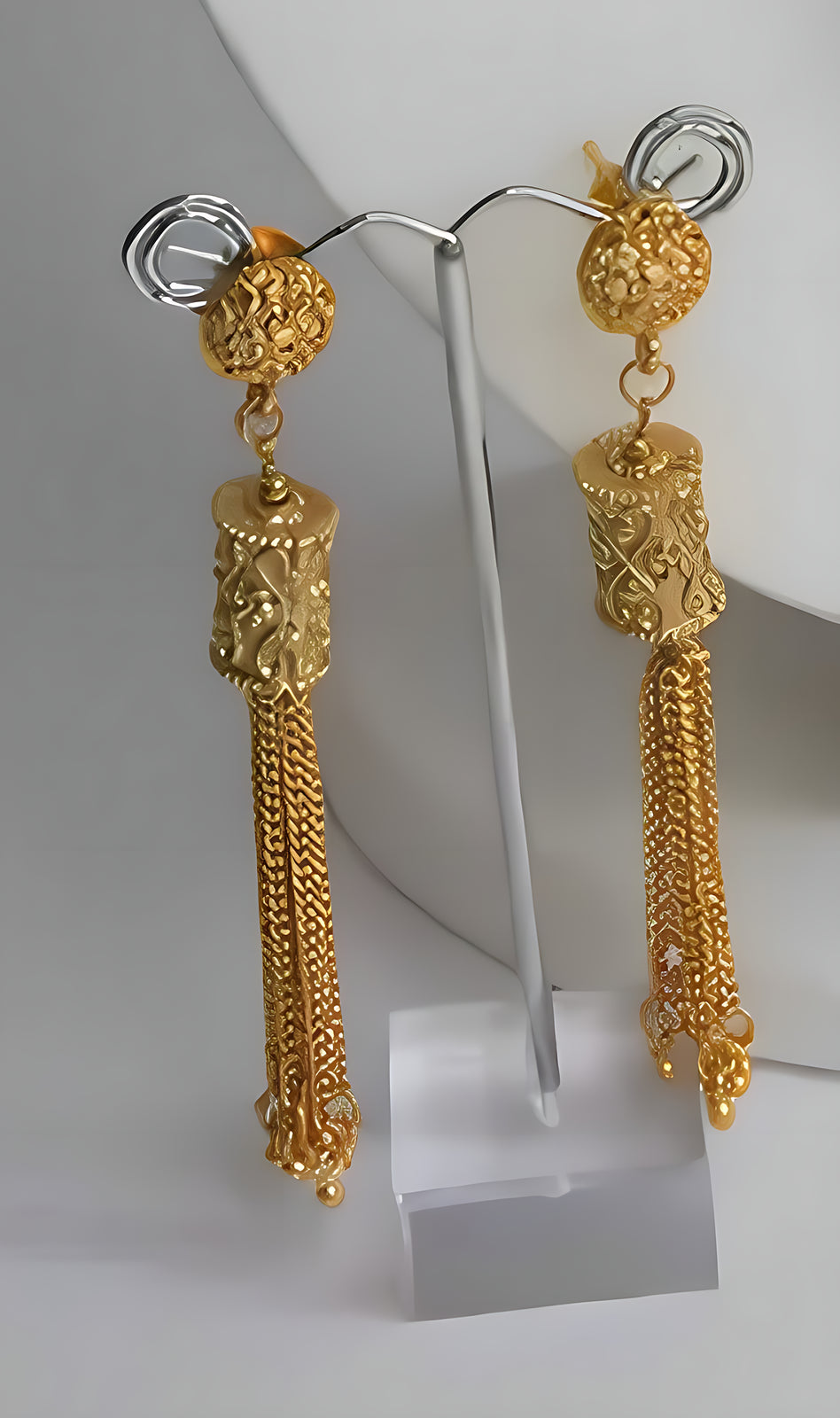 Jewel City Elegant Gold Filigree Tassel Necklace and Earring Set - Traditional Indian Bridal Jewelry