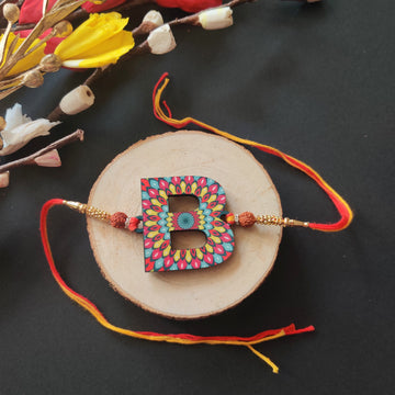 Indianvibez Alphabet B Wooden Rakhi - Kids Rakhi - Distacart