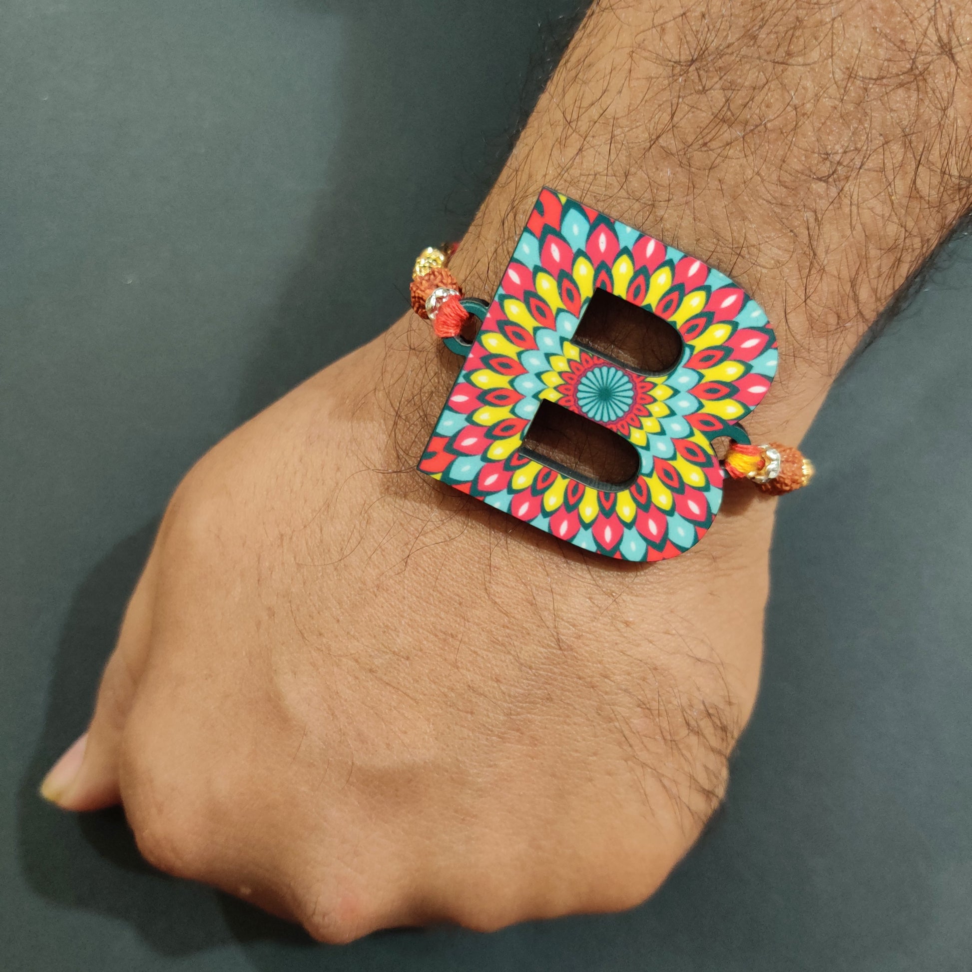 Indianvibez Alphabet B Wooden Rakhi - Kids Rakhi - Distacart