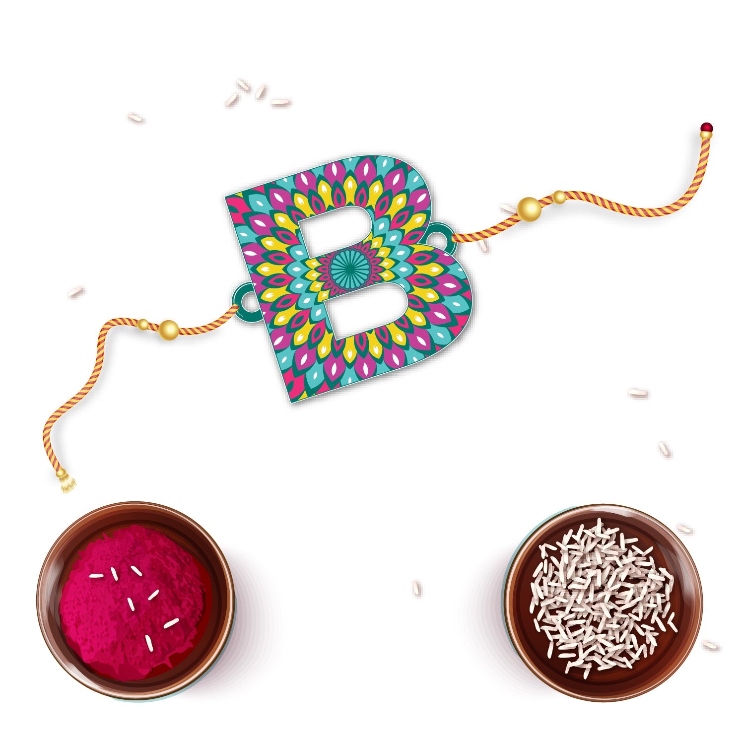 Indianvibez Alphabet B Wooden Rakhi - Kids Rakhi - Distacart