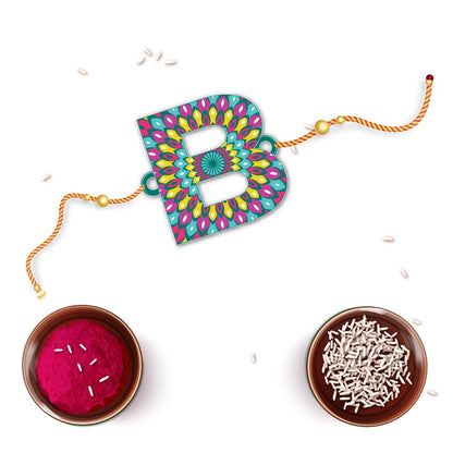 Indianvibez Alphabet B Wooden Rakhi - Kids Rakhi - Distacart