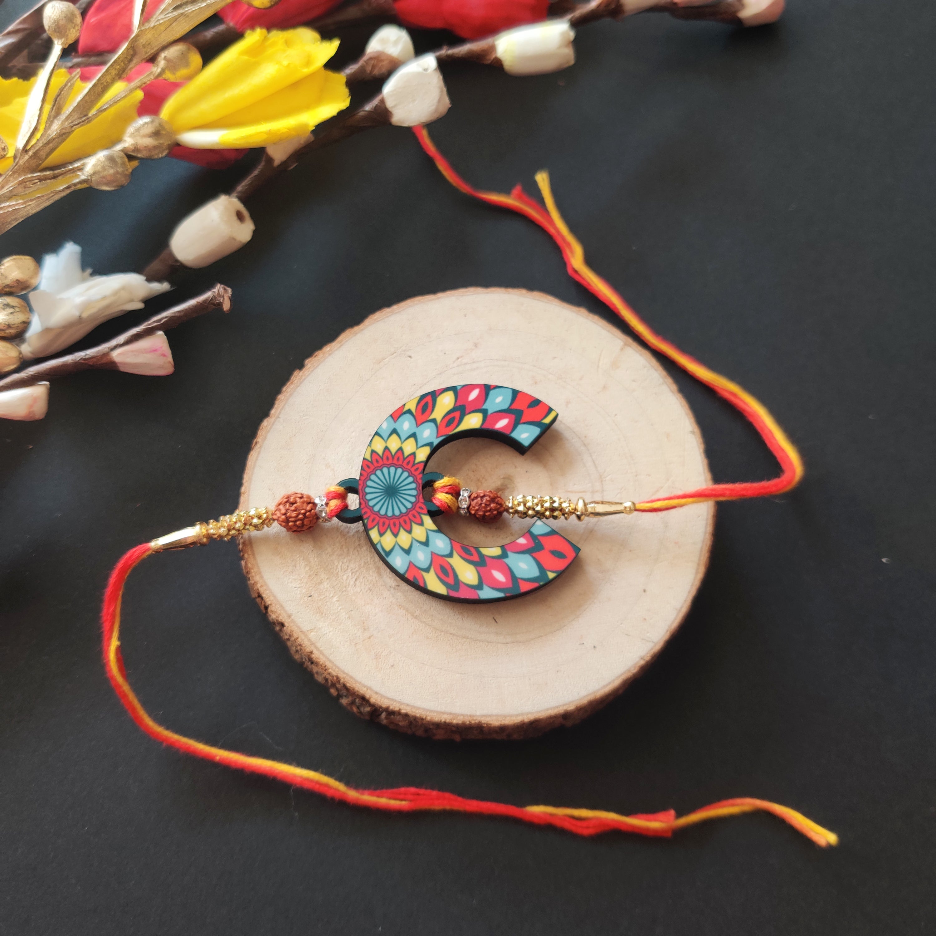 Indianvibez Alphabet C Wooden Rakhi - Kids Rakhi - Distacart