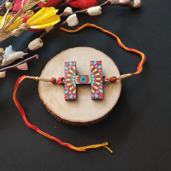Indianvibez Alphabet H Wooden Rakhi - Kids Rakhi