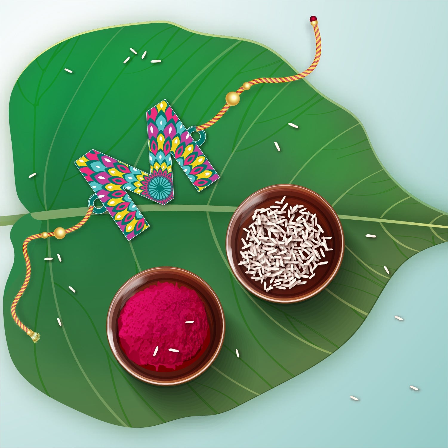 Indianvibez Alphabet M Wooden Rakhi - Kids Rakhi - Distacart