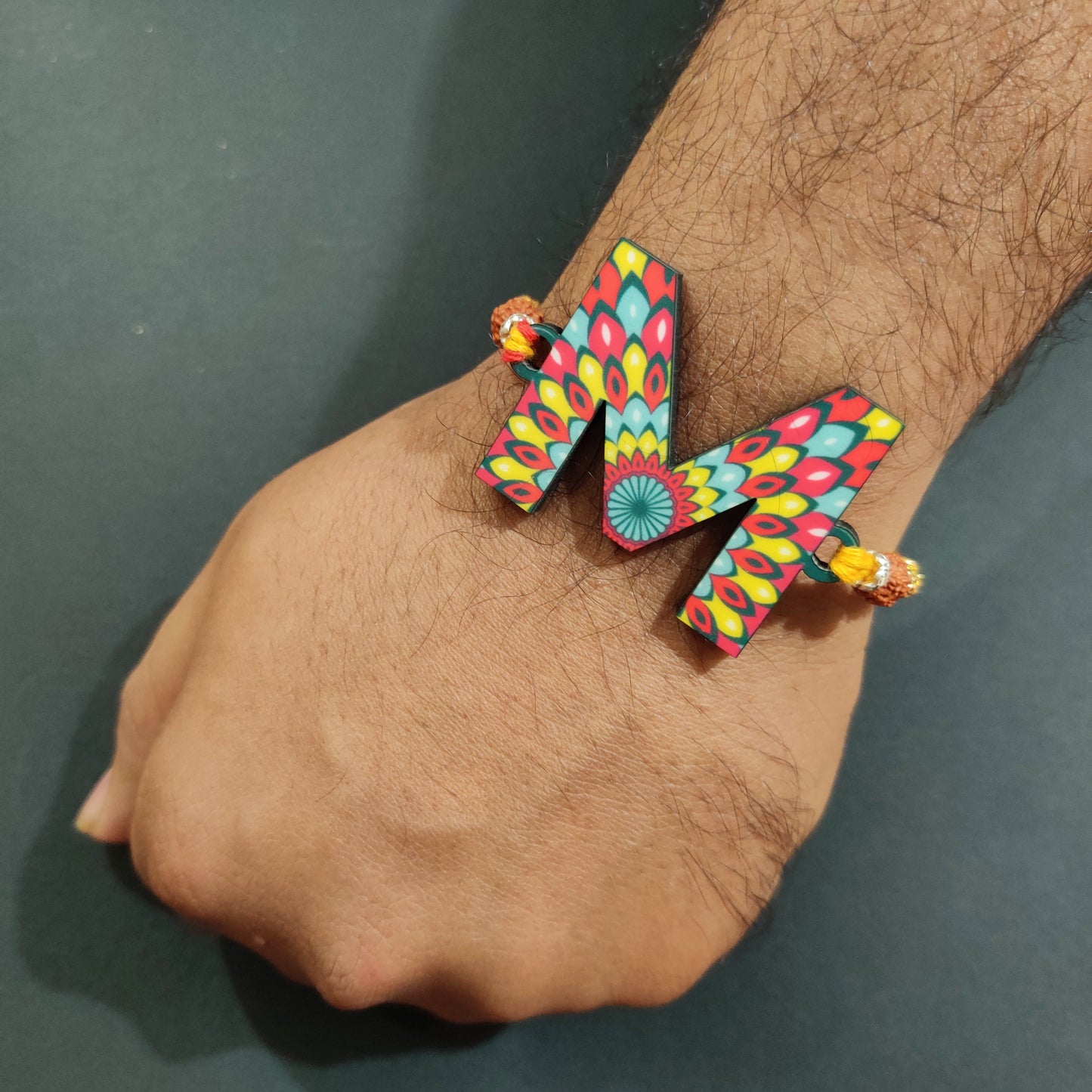 Indianvibez Alphabet M Wooden Rakhi - Kids Rakhi - Distacart