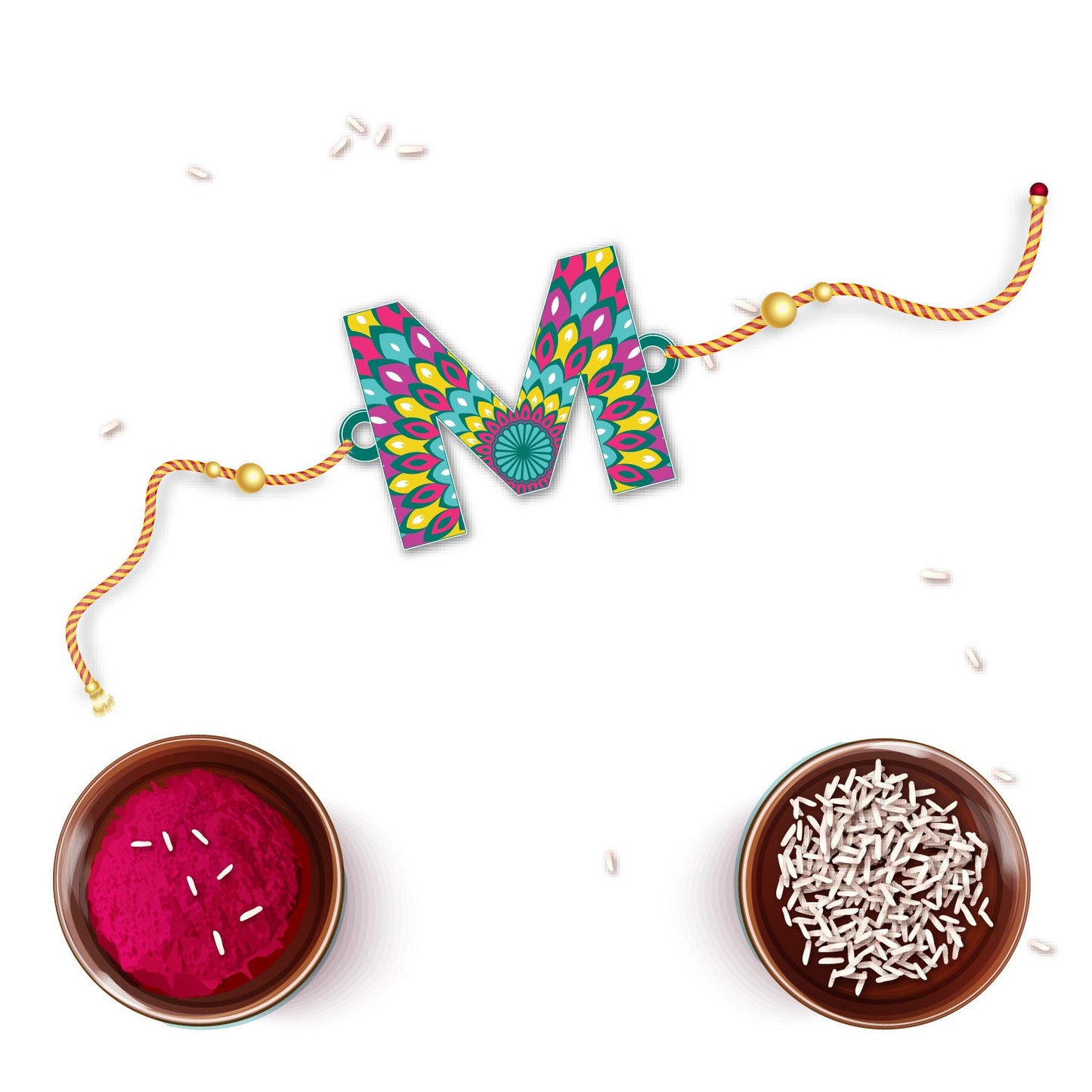 Indianvibez Alphabet M Wooden Rakhi - Kids Rakhi - Distacart