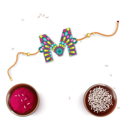 Indianvibez Alphabet M Wooden Rakhi - Kids Rakhi - Distacart