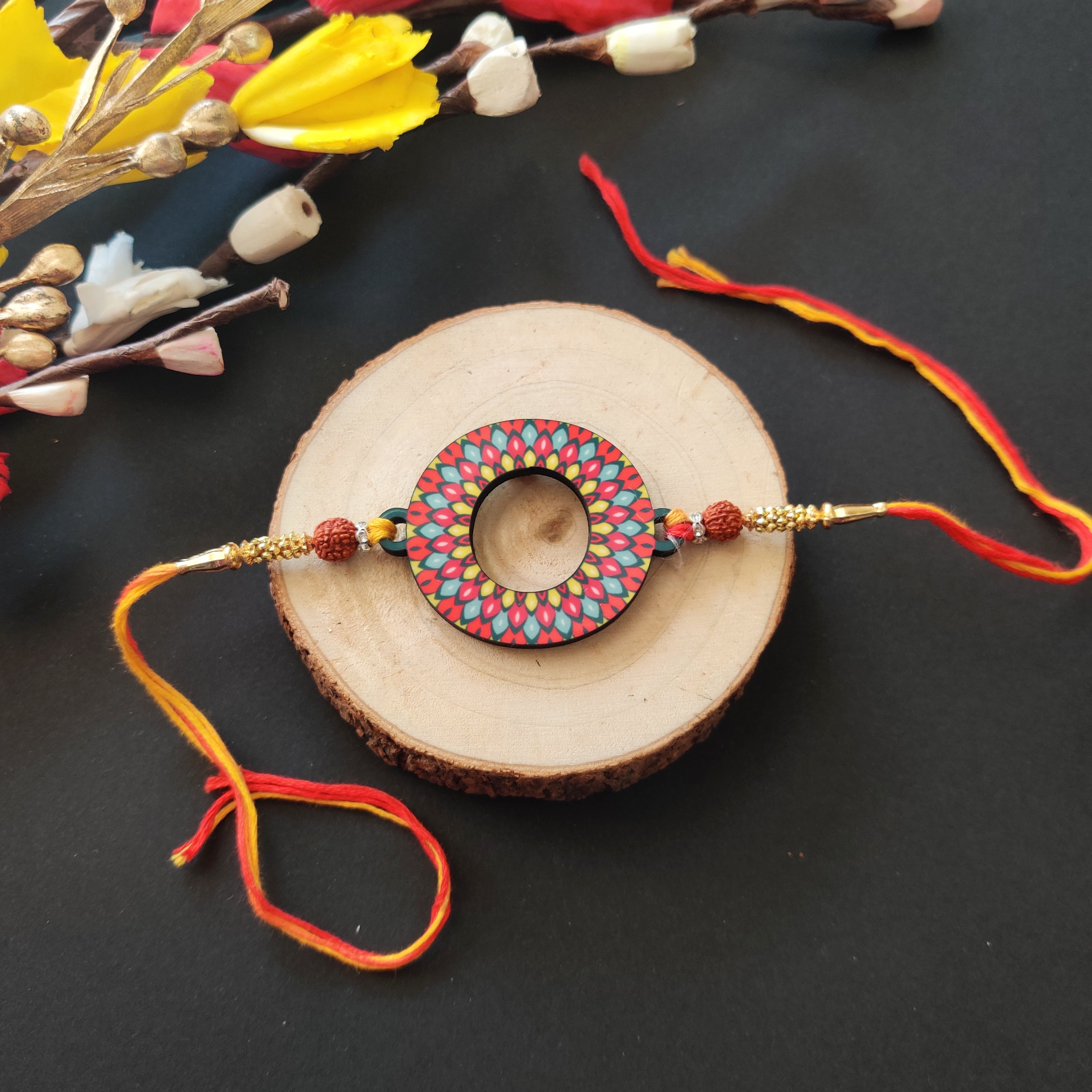 Indianvibez Alphabet O Wooden Rakhi - Kids Rakhi