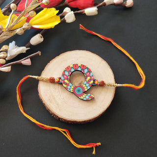 Indianvibez Alphabet Q Wooden Rakhi - Kids Rakhi