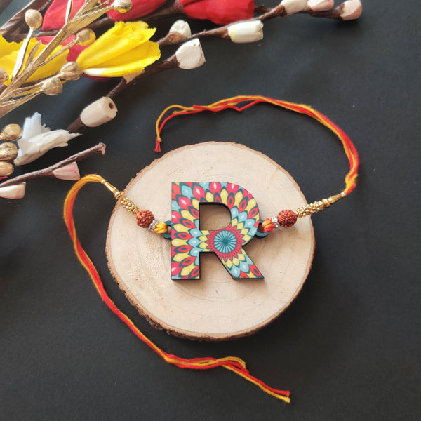 Indianvibez Alphabet R Wooden Rakhi - Kids Rakhi