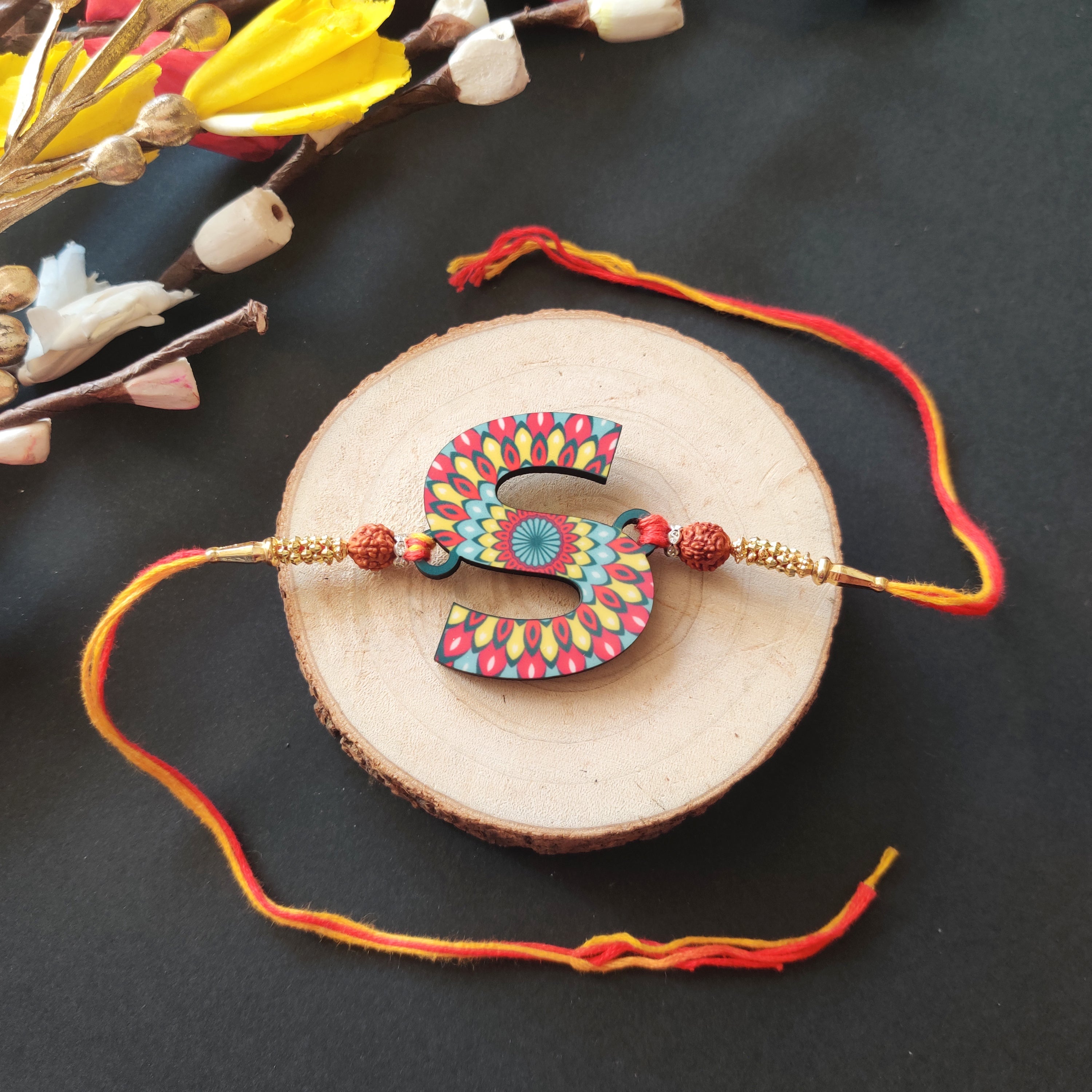 Indianvibez Alphabet S Wooden Rakhi - Kids Rakhi