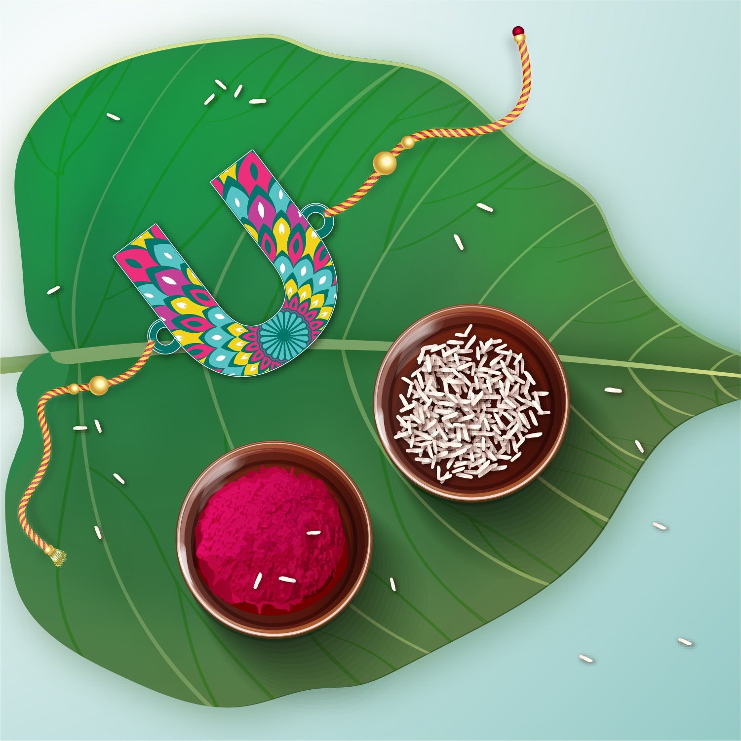 Indianvibez Alphabet U Wooden Rakhi - Kids Rakhi