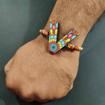 Indianvibez Alphabet V Wooden Rakhi - Kids Rakhi - Distacart