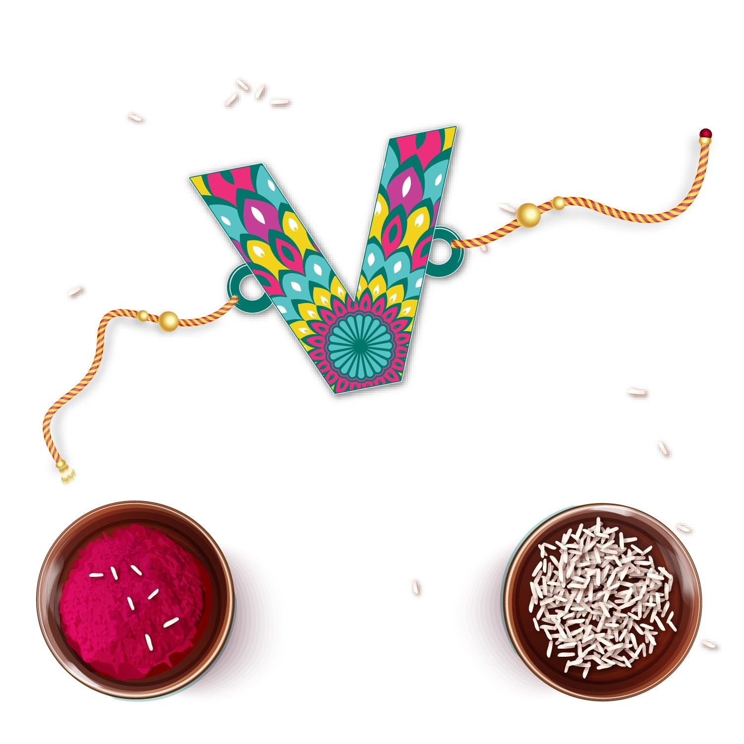 Indianvibez Alphabet V Wooden Rakhi - Kids Rakhi - Distacart