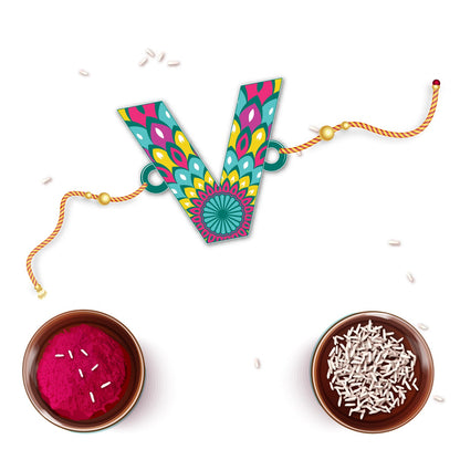 Indianvibez Alphabet V Wooden Rakhi - Kids Rakhi - Distacart