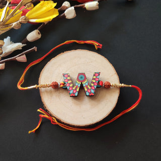 Indianvibez Alphabet X Wooden Rakhi - Kids Rakhi