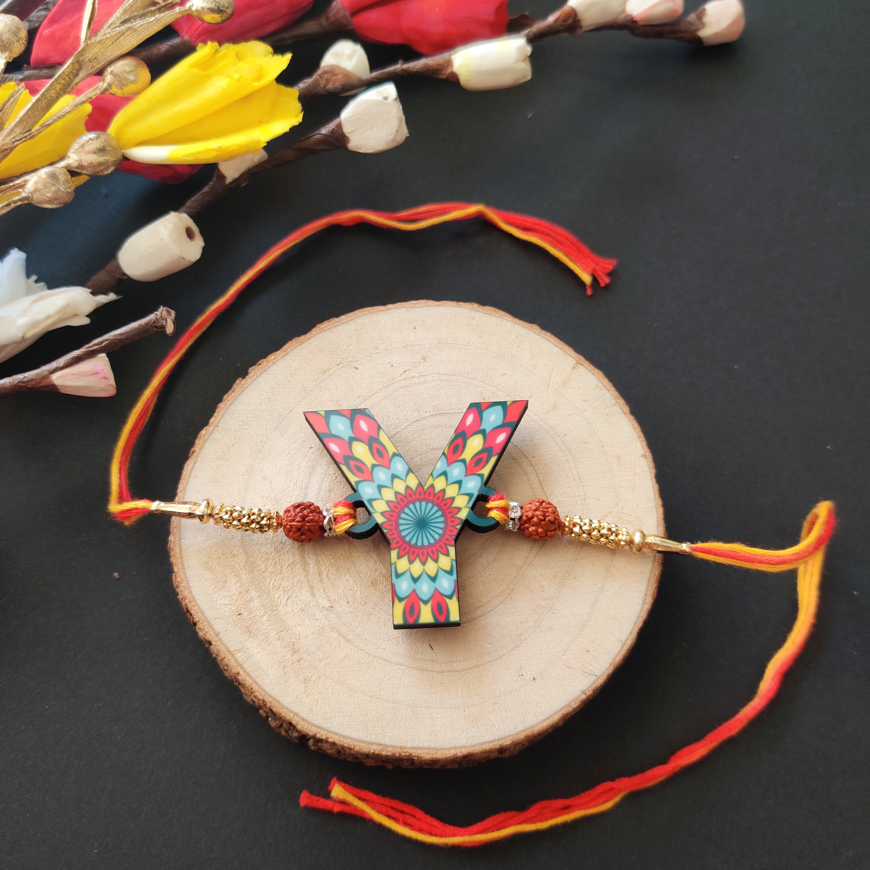 Indianvibez Alphabet Y Wooden Rakhi - Kids Rakhi
