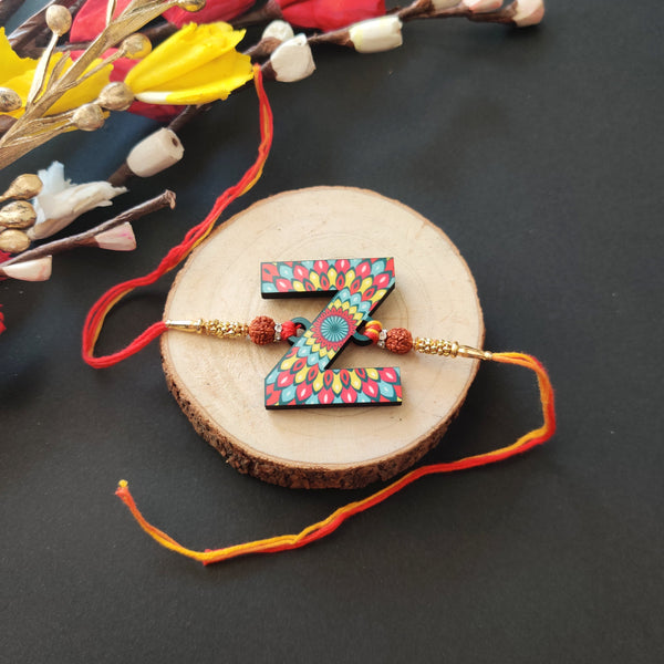 Indianvibez Alphabet Z Wooden Rakhi - Kids Rakhi