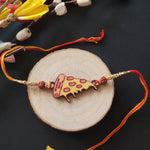 Thumbnail for Indianvibez Bhukkad Bhai Pizza Wooden Rakhi with Rudraksha, Food Rakhi for Brother, Shop India - Kids Rakhi