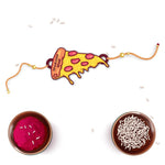 Thumbnail for Indianvibez Bhukkad Bhai Pizza Wooden Rakhi with Rudraksha, Food Rakhi for Brother, Shop India - Kids Rakhi