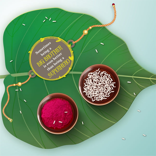 Indianvibez Big Brother Superhero Wooden Rakhi with Rudraksha, Unique Rakhi for Bhaiya, Shop India - Kids Rakhi