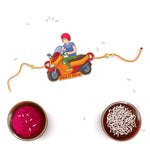 Thumbnail for Indianvibez Biker Bhai Wooden Rakhi with Rudraksha, Motorcycle Rakhi for Bro, Shop India - Kids Rakhi