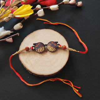 Indianvibez Cool Bro Wooden Rakhi with Rudraksha, Trendy Rakhi for Brother, Shop India - Kids Rakhi