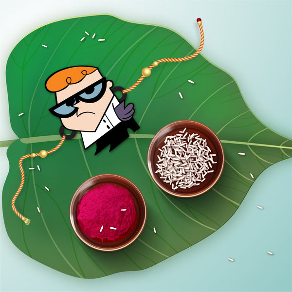 Indianvibez Dexter Wooden Rakhi with Rudraksha, Cartoon Rakhi for Bro, Shop India - Kids Rakhi