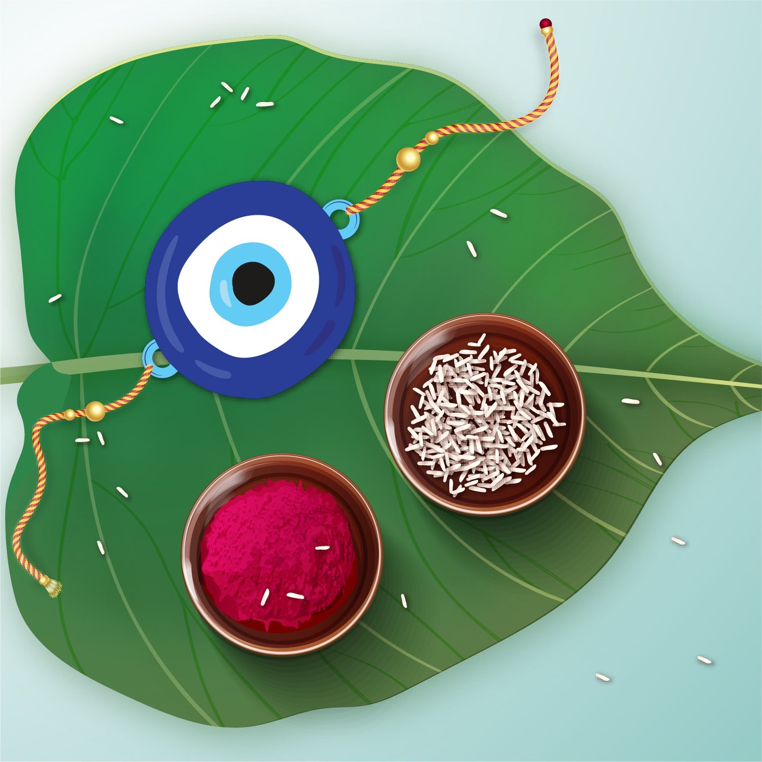 Indianvibez Evil Eye Rakhi with Rudraksha Thread, Rakhi for Brother - Kids Rakhi