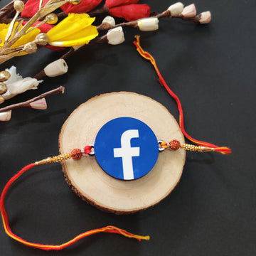 Indianvibez Facebook Wooden Rakhi with Rudraksha, Social Media Rakhi for Bro, Shop India - Kids Rakhi - Distacart