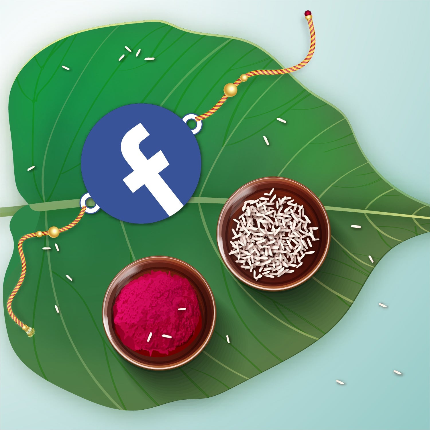 Indianvibez Facebook Wooden Rakhi with Rudraksha, Social Media Rakhi for Bro, Shop India - Kids Rakhi