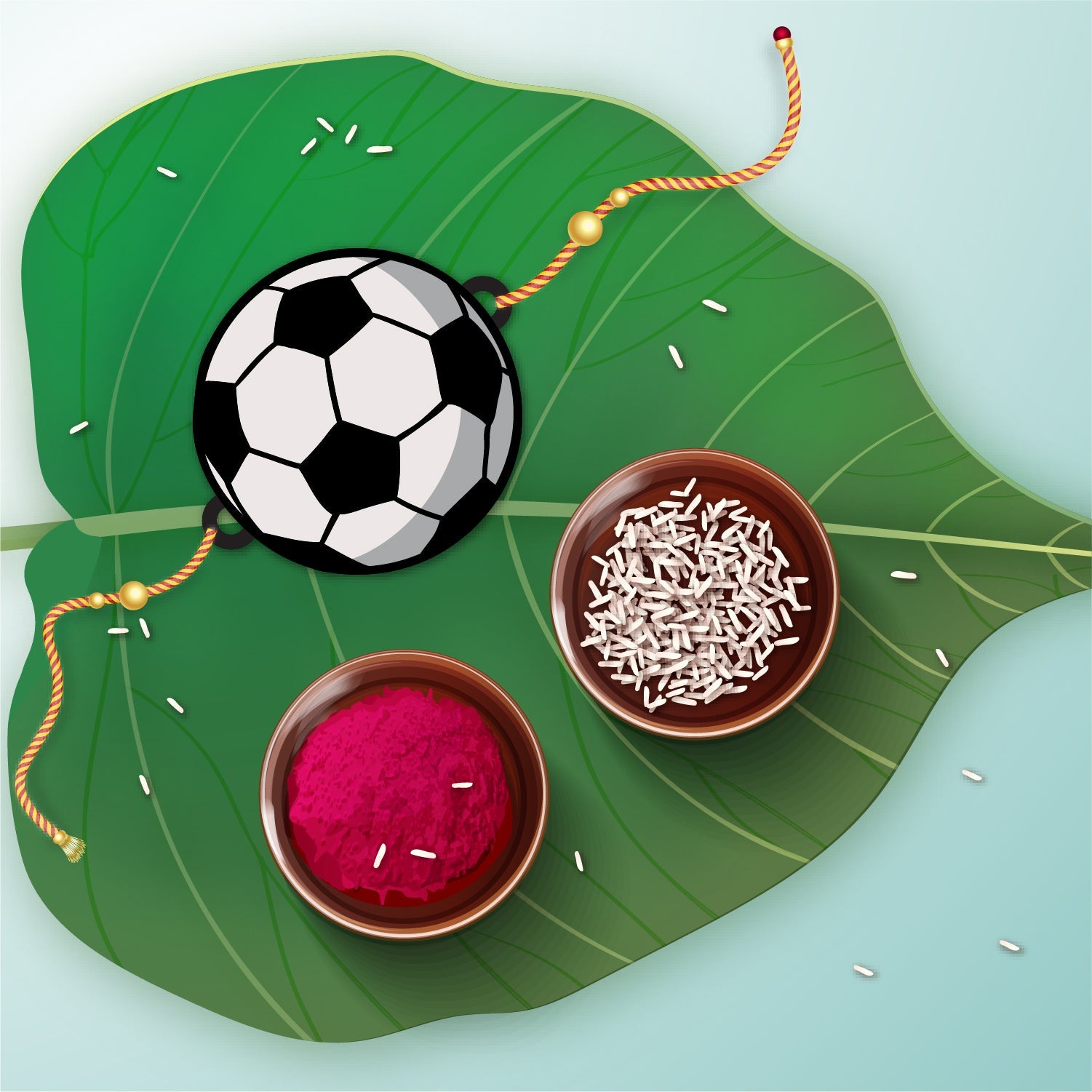 Indianvibez Football Wooden Rakhi with Rudraksha, Soccer Rakhi for Bro, Shop India - Kids Rakhi