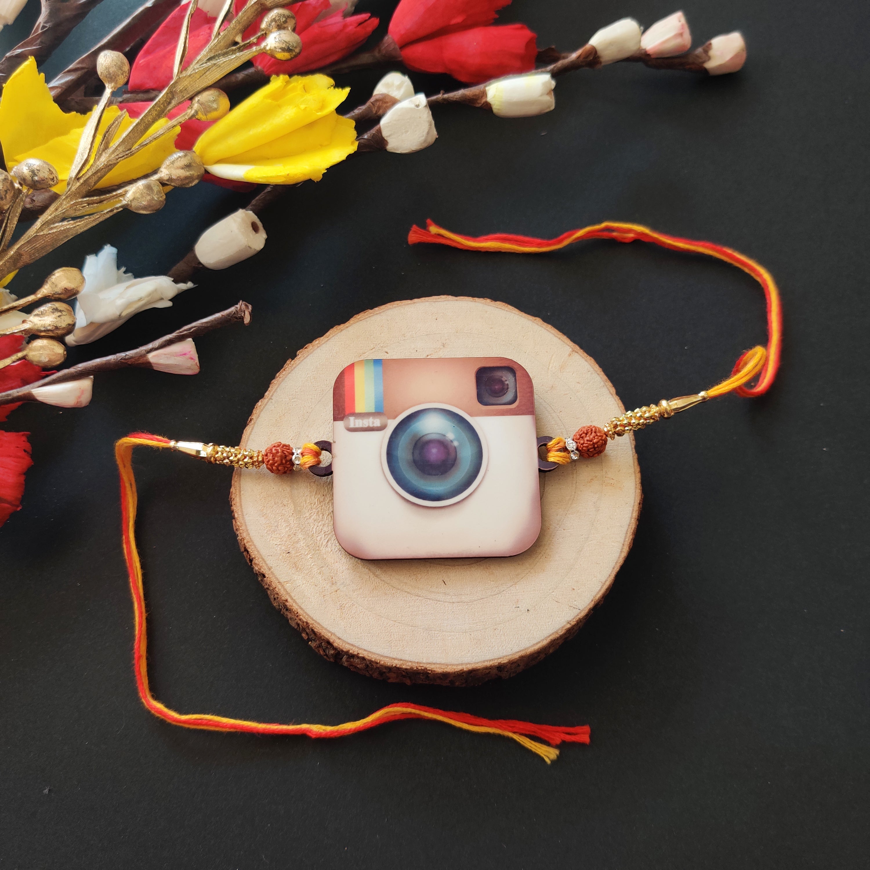 Indianvibez Insta Wala Bhai Wooden Rakhi with Rudraksha, Instagram Rakhi for Bro, Shop India - Kids Rakhi - Distacart
