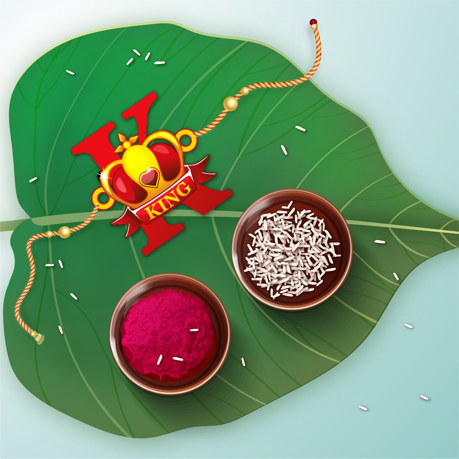 Indianvibez Royal King Bhai Wooden Rakhi, Rudraksha Rakhi for Brother - Kids Rakhi