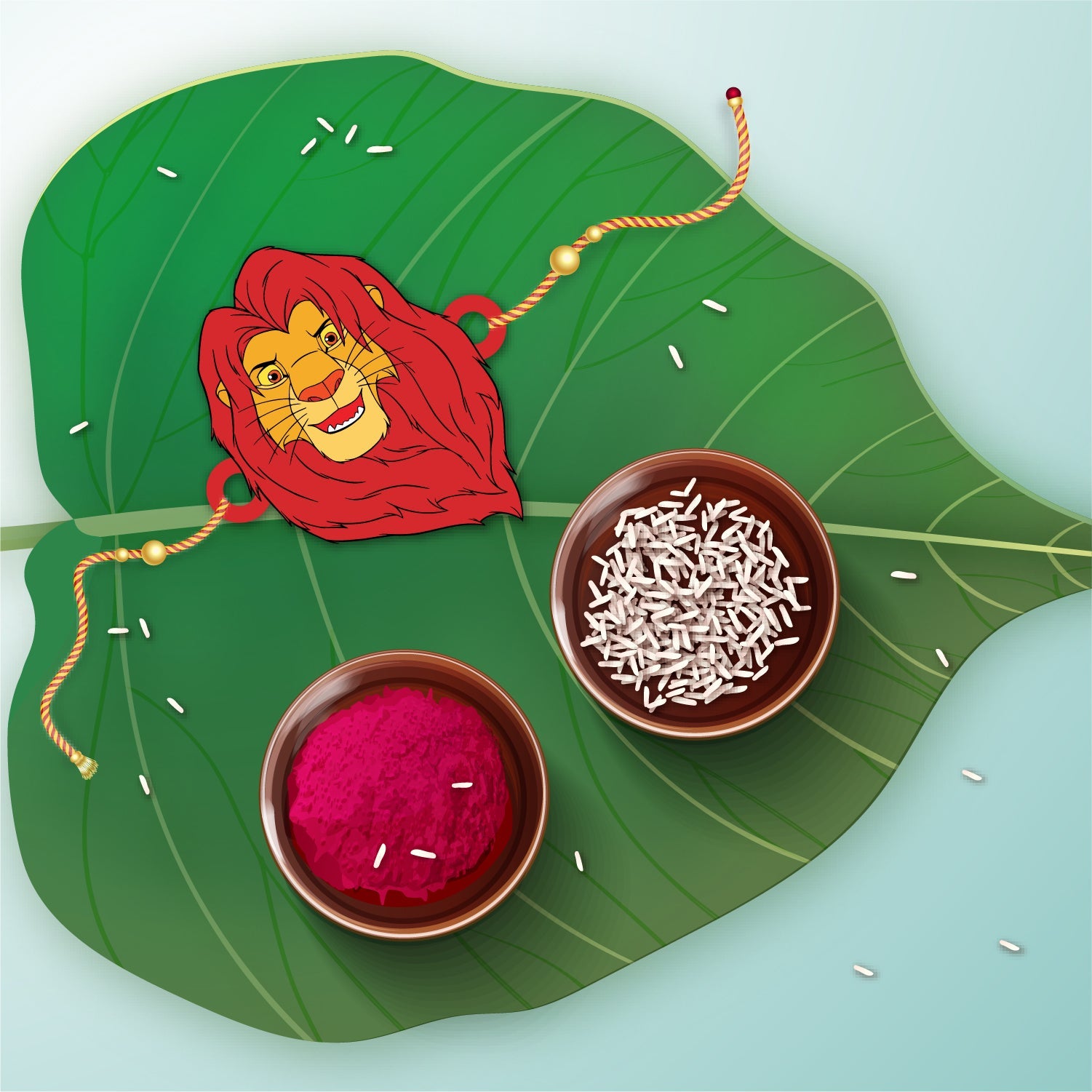 Indianvibez Mufasa Wooden Rakhi with Rudraksha, Lion King Rakhi for Brother, Shop India - Kids Rakhi
