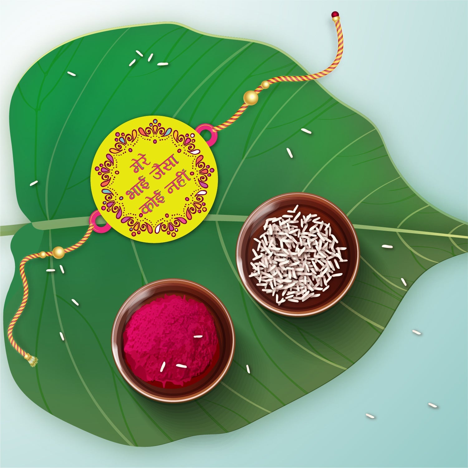 Indianvibez Mere Bhai Jaisa Koi Nahi Rakhi, Rakhi with Rudraksha Thread - Kids Rakhi