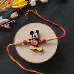 Thumbnail for Indianvibez Mickey Wooden Rakhi with Rudraksha, Cartoon Rakhi for Brother, Shop India - Kids Rakhi
