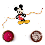 Thumbnail for Indianvibez Mickey Wooden Rakhi with Rudraksha, Cartoon Rakhi for Brother, Shop India - Kids Rakhi