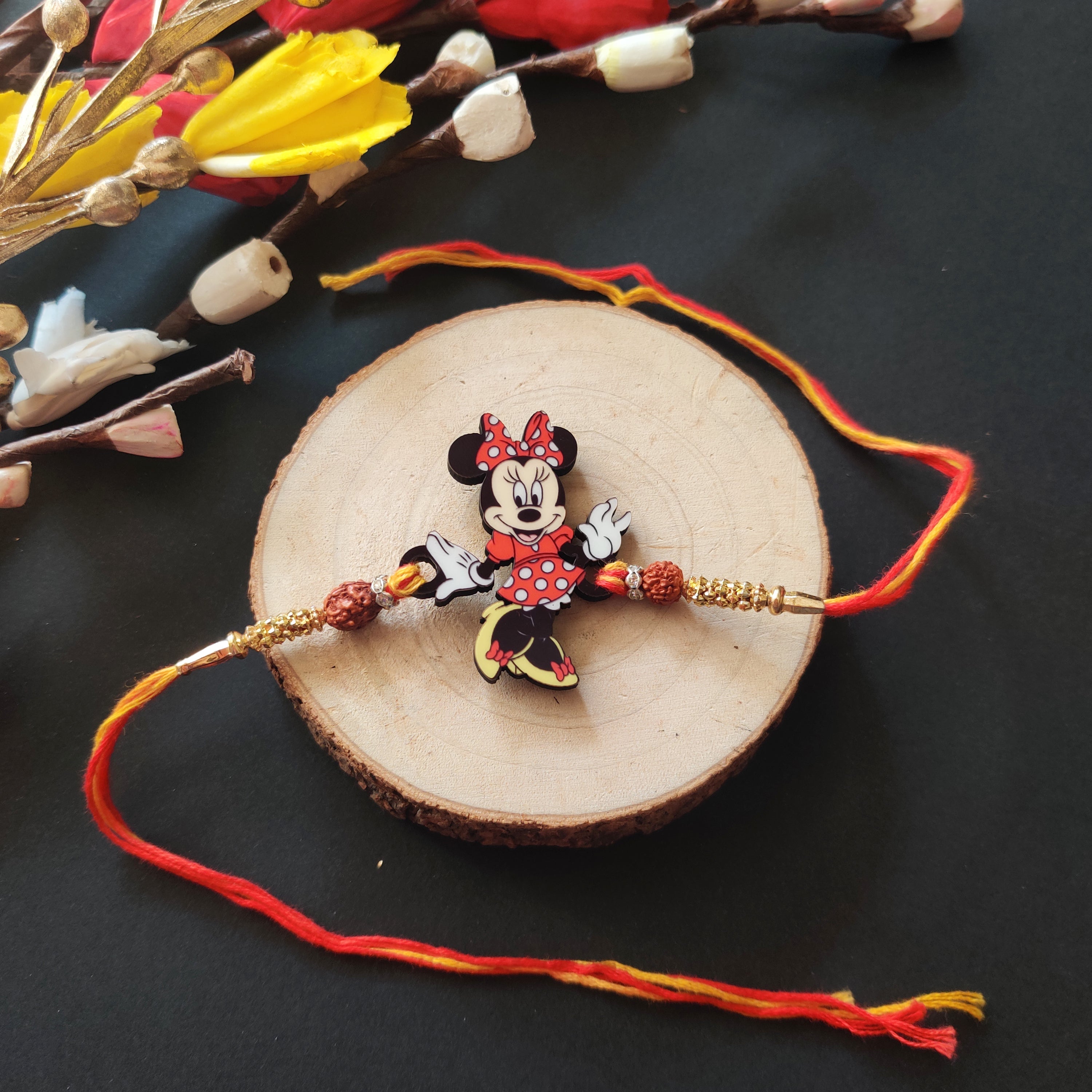 Indianvibez Minnie Wooden Rakhi/Lumba - Kids Rakhi