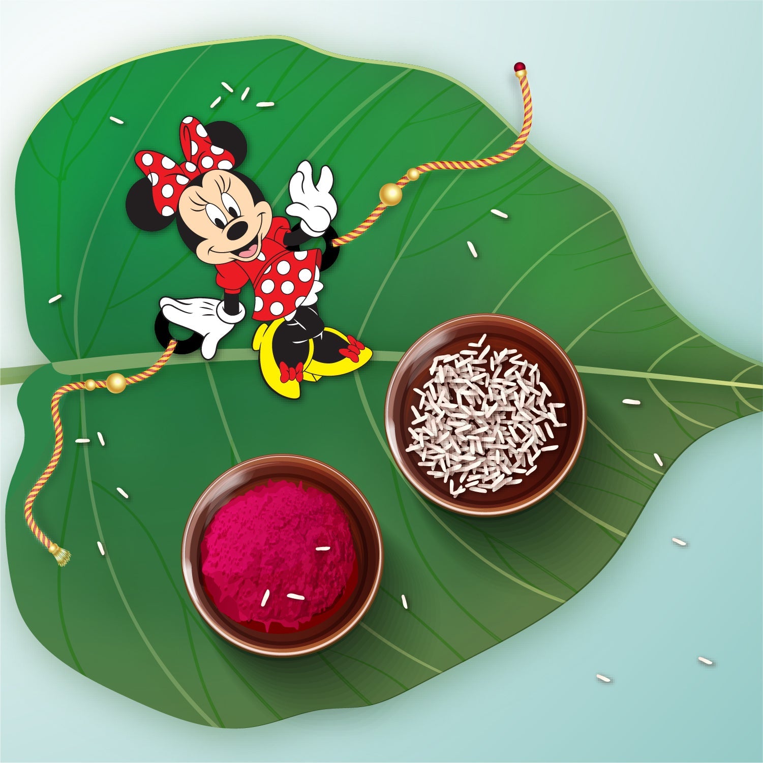 Indianvibez Minnie Wooden Rakhi/Lumba - Kids Rakhi
