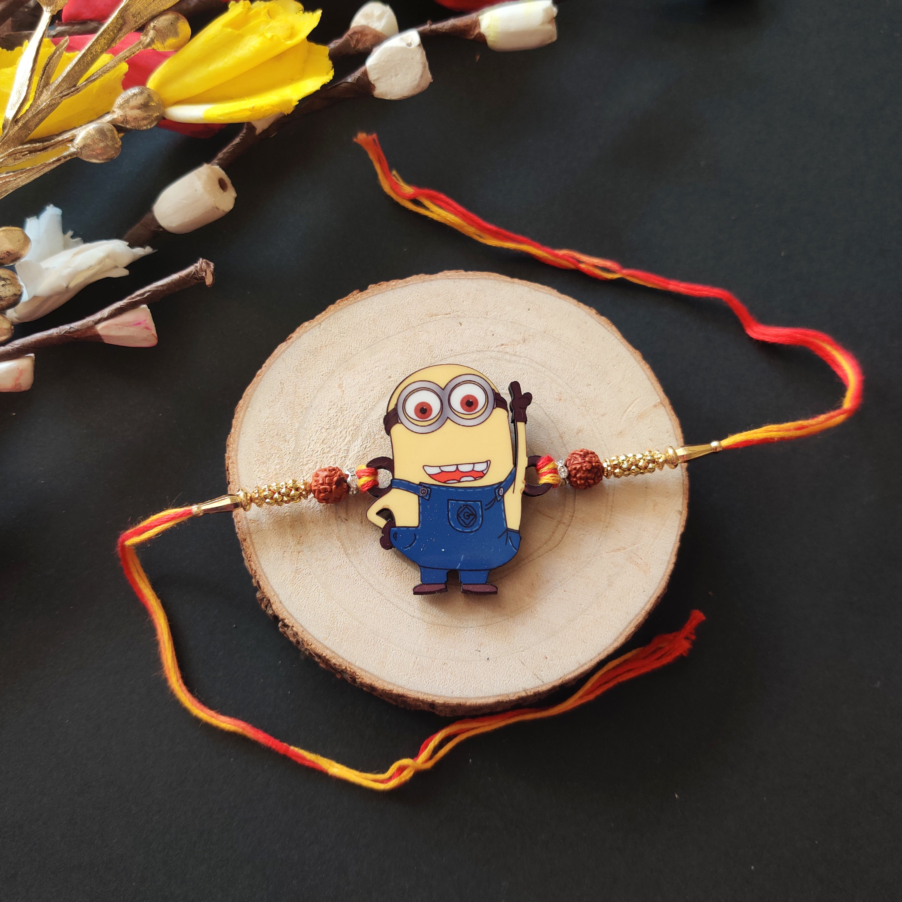 Indianvibez Minion Wooden Rakhi with Rudraksha, Funny Rakhi for Bro, Shop India - Kids Rakhi - Distacart