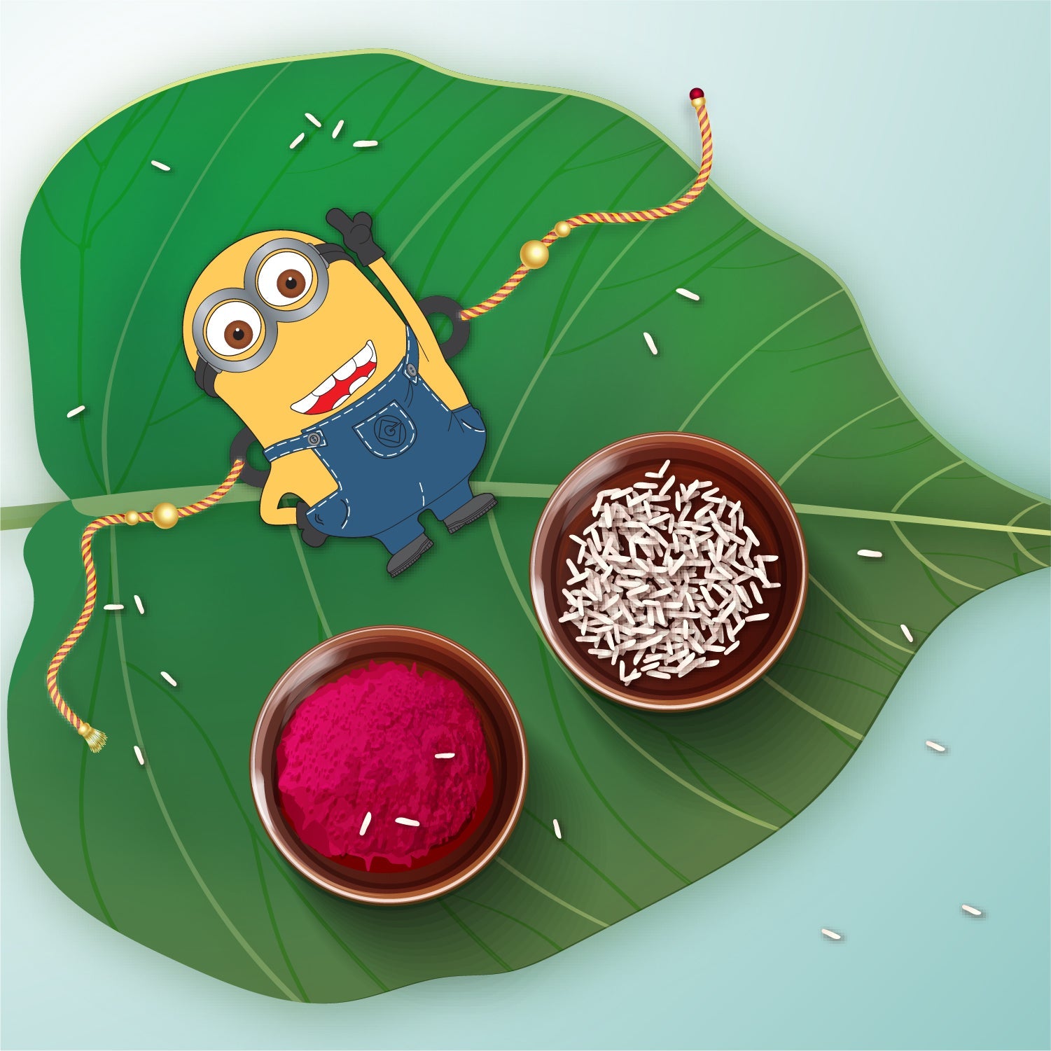 Indianvibez Minion Wooden Rakhi with Rudraksha, Funny Rakhi for Bro, Shop India - Kids Rakhi
