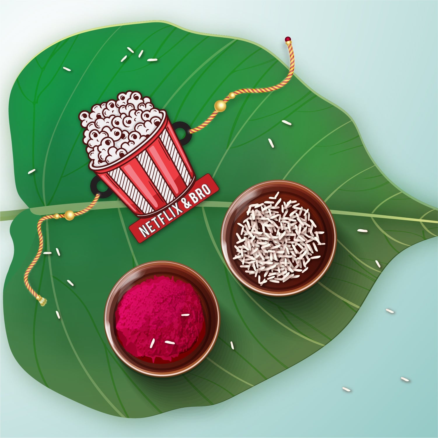 Indianvibez Netflix & Bro Wooden Rakhi with Rudraksha, Chill Bhai Rakhi, Shop India - Kids Rakhi