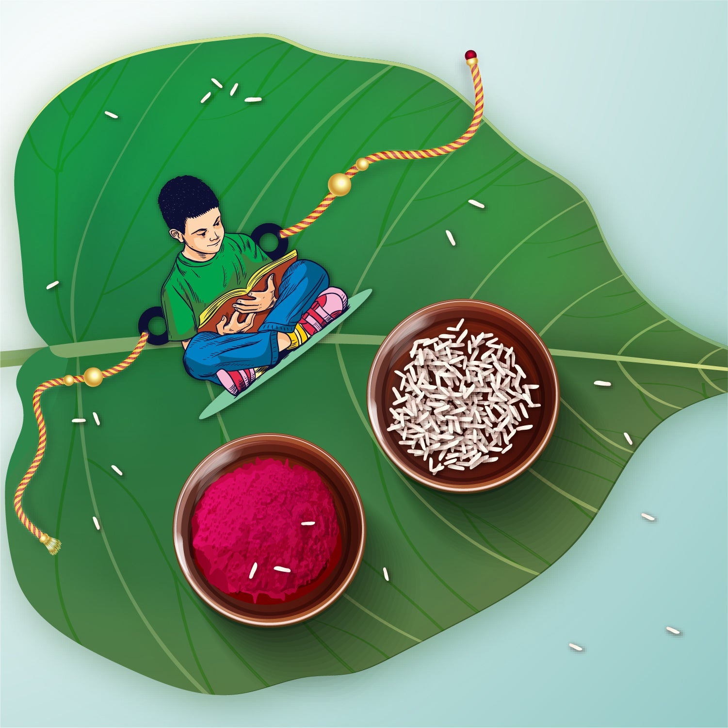 Indianvibez Padhaku Bhai Wooden Rakhi, Rudraksha Rakhi for Brother - Kids Rakhi