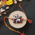 Thumbnail for Indianvibez Panda Wooden Rakhi with Rudraksha, Cute Animal Rakhi for Brother, Shop India - Kids Rakhi