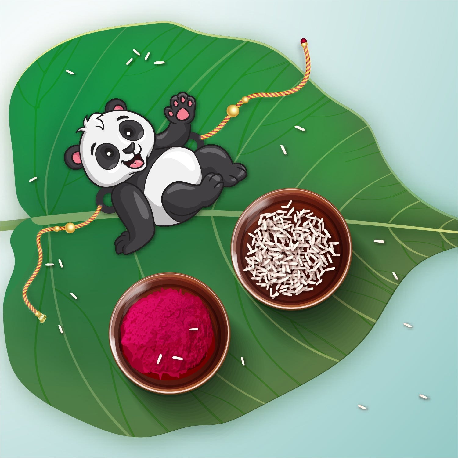 Indianvibez Panda Wooden Rakhi with Rudraksha, Cute Animal Rakhi for Brother, Shop India - Kids Rakhi